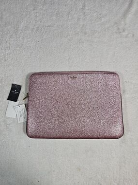Kate Spade Glimmer Laptop Sleeve Case Mitten Pink 15 inch Glitter Metallic KE455
